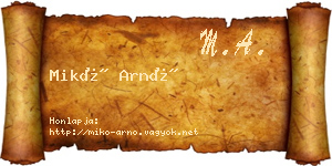 Mikó Arnó névjegykártya